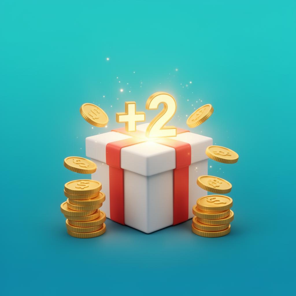 Bonus de dépôt doublé représenté par une boîte cadeau et des pièces d'or