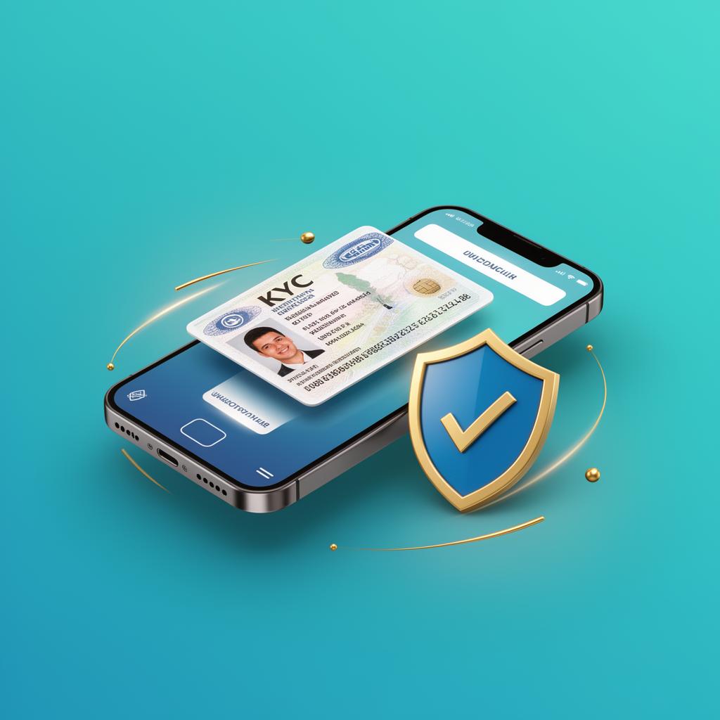 Vérification d'identité KYC sur smartphone avec bouclier de validation